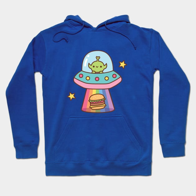 Alien Abducts Burger Funny Hoodie by rustydoodle